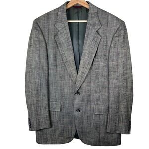 Hart Schaffner Marx Mens Grey Herringbone Windowpane Blazer Sport Coat 44L